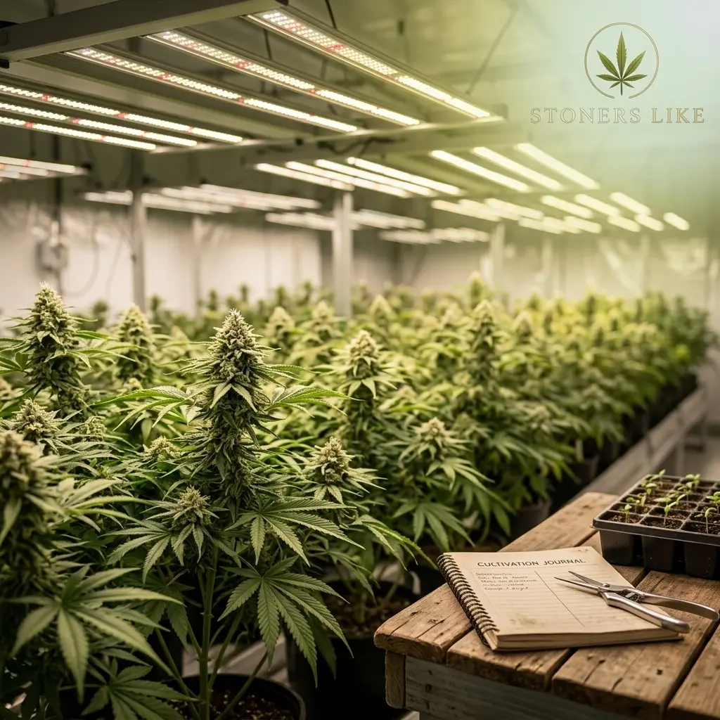 Cannabis seedling growing from a peat pellet