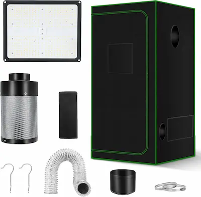 Grow Tent Complete System 2x2, Schedule Full Spectrum 100W LED Grow Light & Grow Tent Kit 24"x24"x48"