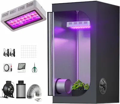 Grow Tent Complete Kit 300W LED Grow Light Full-Spectrum Indoor Hydroponics 32"X32"X63"